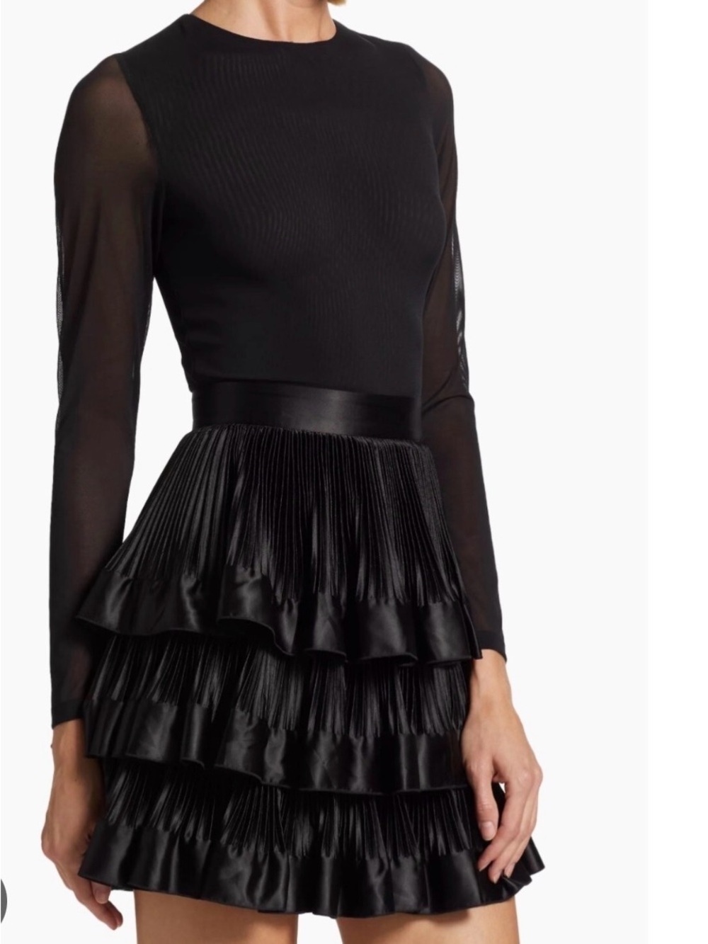 Alice + Olivia Chara Ruffle Mini Dress Women's Size 6 Black